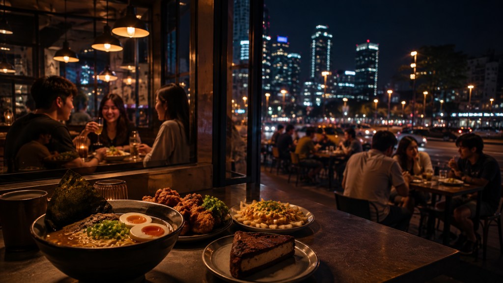 Cozy Nighttime City Dining