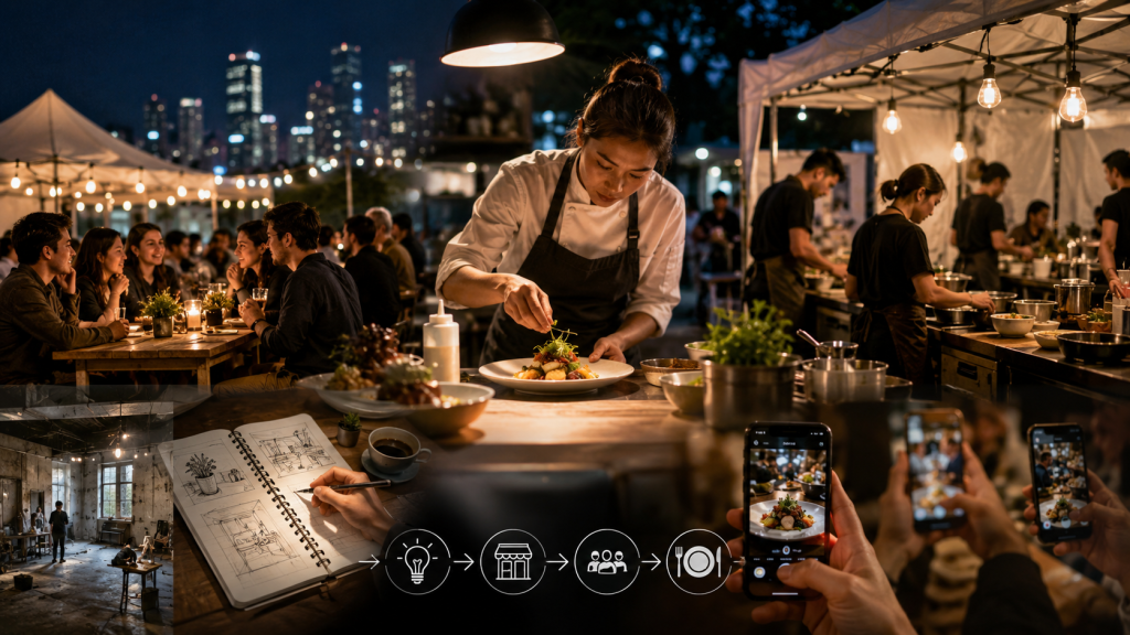 Pop-Up Restaurant Under City Lights