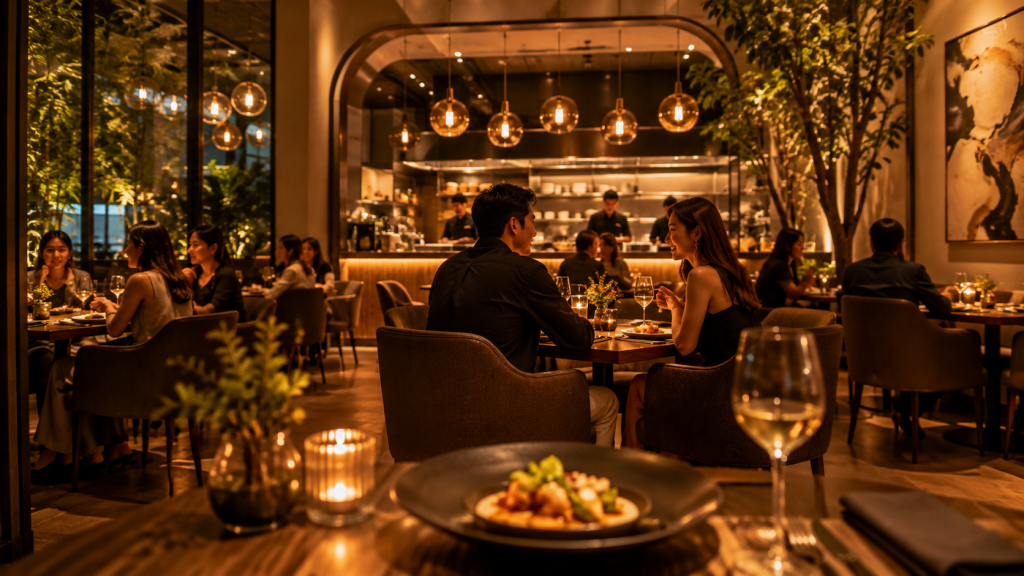 Warm Evening at the Modern Bistro